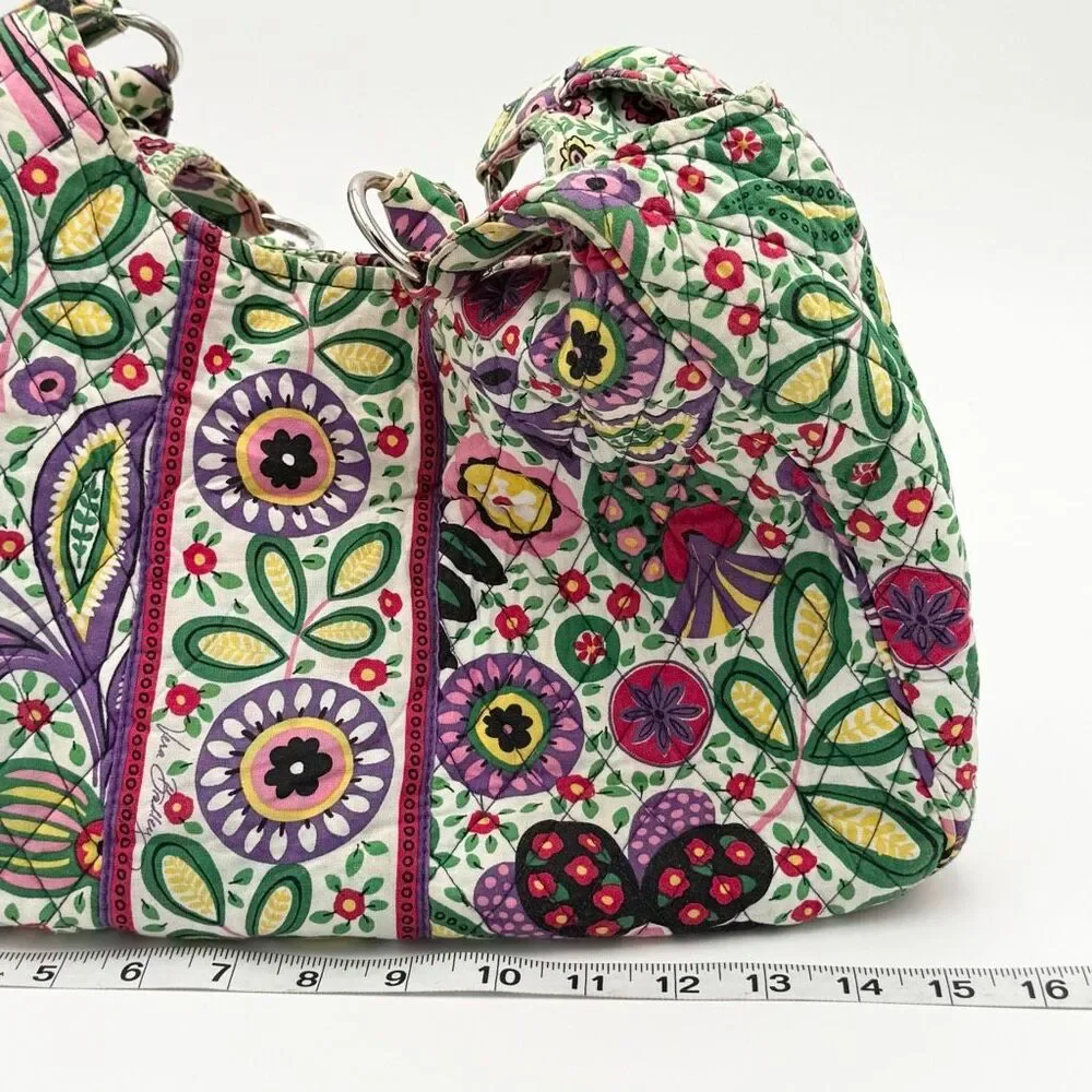 Vera Bradley Viva La Vera Purple Floral Print Quilted Tote Hobo Bag